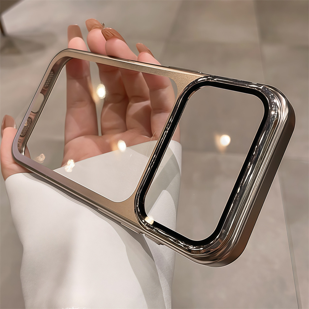Ốp điện thoại khung trong suốt mạ điện cho iPhone 17 Pro Max Vỏ bảo vệ ống kính chống rơi vỏ cứng bảo vệ điện thoại