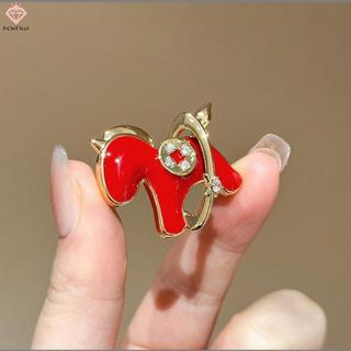 Trâm cài hình ngựa đỏ cung hoàng đạo - Phụ kiện thời trang cho nữ và quà tặng