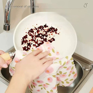 5 / 10 Chiếc Chuyên Dụng In Hình Lông Cừu San Hô Đĩa Vải Dày Chống Dầu Khăn Nhà Bếp Thấm Hút