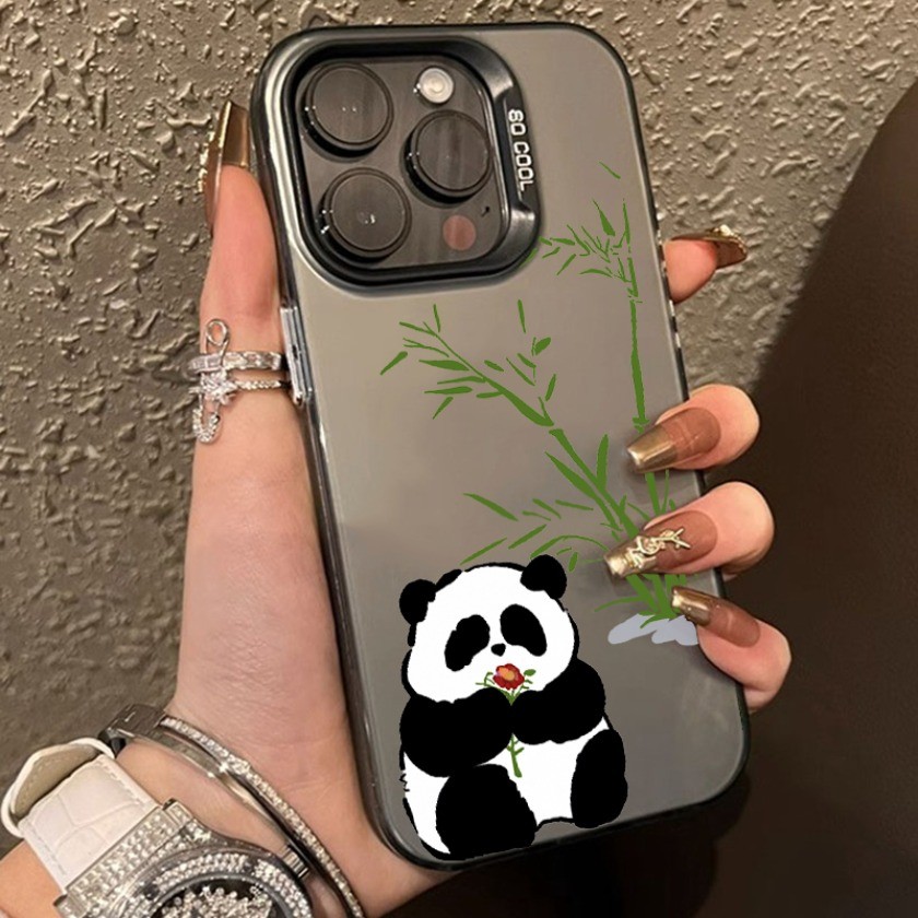 Dành Cho iPhone 11 12 13 14 15 16 17 Pro MAX 14 15 16 Plus Phim Hoạt Hình Sáng Tạo Panda Matte Vỏ Điện Thoại Chống Sốc