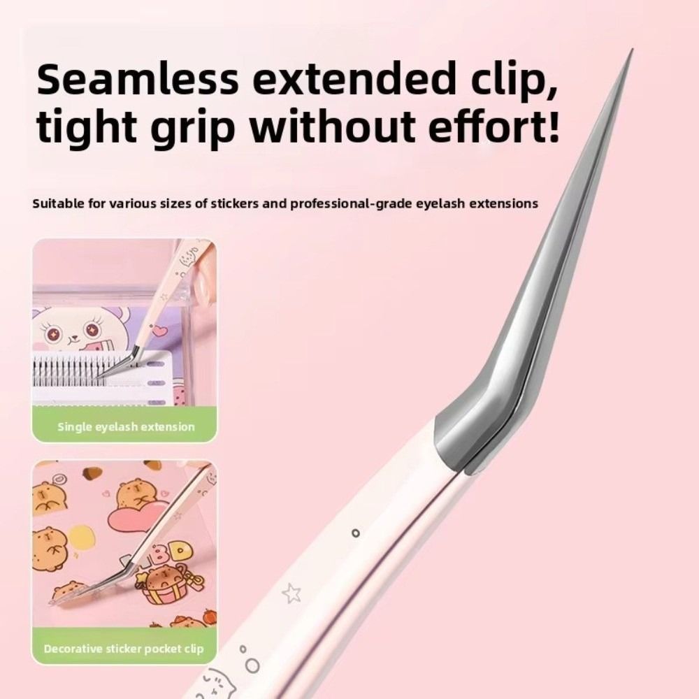Nhíp lông mi giả TOPTOOLCX, Nhíp nối mi có độ chính xác cao bằng da, Máy uốn mi bằng thép không gỉ chống tĩnh điện hoạt hình chuyên nghiệp Dụng cụ trang điểm làm đẹp