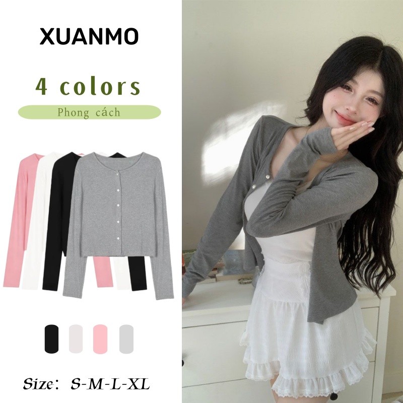 Áo cardigan nữ với cardigan nữ và áo mỏng kèm suspender váy ngắn bên ngoài