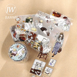 JIANWU 45mm * 6m Vintage Life Girl Nhân Vật Phong Cảnh Chất Liệu Cắt Băng Thêu Sò PET Sáng Tạo DIY Tạp Chí Văn Phòng Phẩm