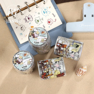 JIANWU 45mm * 6m Vintage Life Girl Nhân Vật Phong Cảnh Chất Liệu Cắt Băng Thêu Sò PET Sáng Tạo DIY Tạp Chí Văn Phòng Phẩm