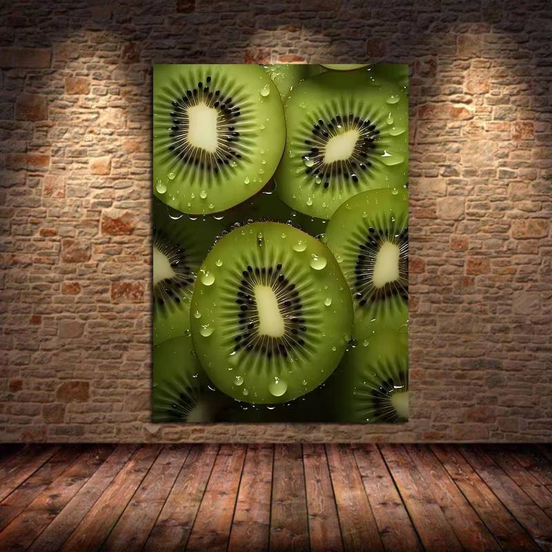 Trái Cây Series Cam Ớt Dâu Táo Kiwi Canvas Tranh Trang Trí Nhà Bếp Nghệ Thuật Trang Trí Tường Nhà Vải Poster