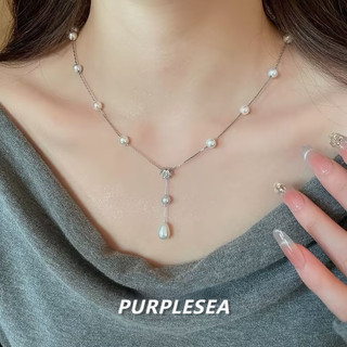 Vòng cổ đá zircon giọt nước ngọc trai, phù hợp cho phụ nữ yêu thích sự tinh tế và thanh lịch