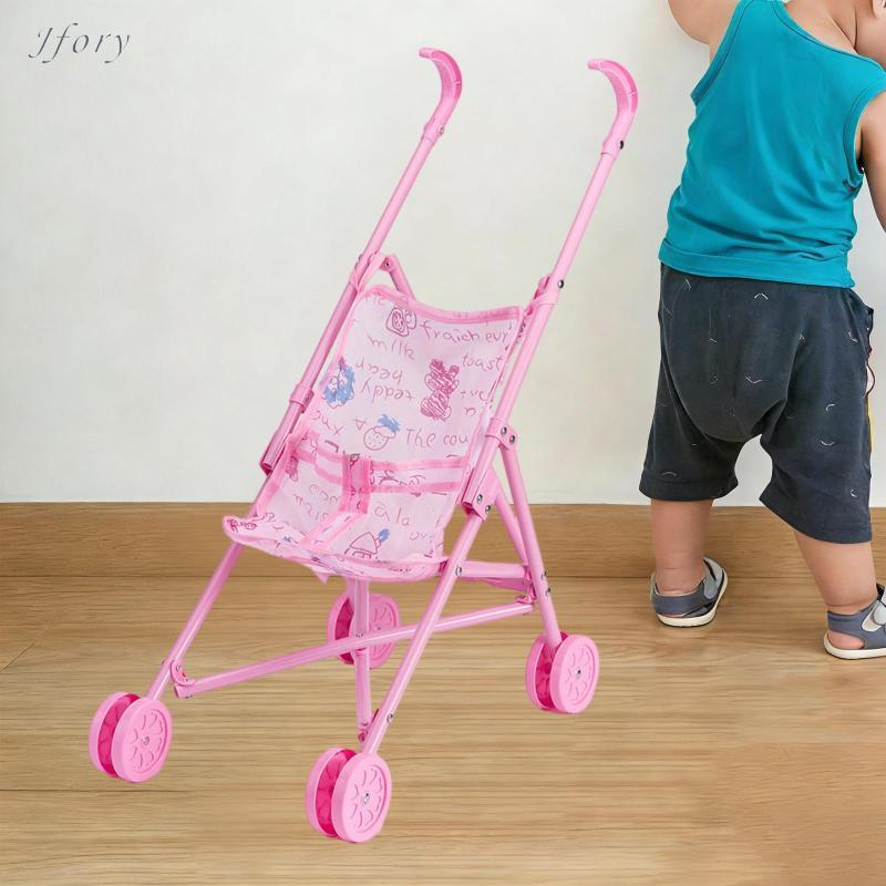 Jfory Trẻ Em Búp Bê Xe Đẩy Đồ Chơi Quà Tặng Sinh Nhật Có Thể Gập Lại Pram Tiết Kiệm Không Gian Giả Vờ Chơi Xe Đẩy Đồ Dùng Tương Tác Cho Bé Gái