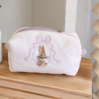 Túi Đựng Mỹ Phẩm MKYCO, Dụng Cụ Trang Điểm Nơ Ren Dung Tích Lớn, Dây Kéo Kawaii Đóng Thỏ Trắng Hồng Du Lịch Túi Vệ Sinh Nữ Bé Gái