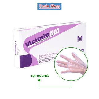 Hộp 100 Găng tay nilon làm bếp nấu ăn vệ sinh Victoria Bay UminShop Bao tay TPE kháng khuẩn