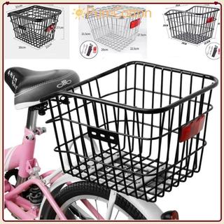 Giỏ sau xe đạp PURECOTTON0 màu đen/bạc, điều chỉnh được bằng kim loại, phụ kiện tiện lợi cho xe đạp gấp và trẻ em