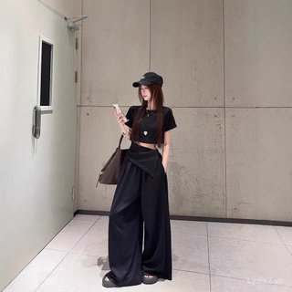 <![Giảm giá trong thời gian có hạn] Bộ đồ nữ thời trang, quần ống rộng, lưng cao, thoáng mát mùa hè