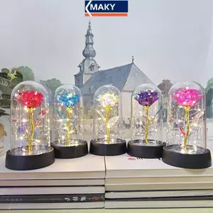 MAKY LED Ánh Sáng Lá Hoa Hồng Nhân Tạo Hoa Đèn Ngủ Ngày Lễ Tình Nhân Quà Tặng Cho Bạn Gái Hoa Hồng Vĩnh Cửu Đám Cưới Trang Trí Quà Tặng VN