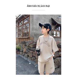 Bộ đồ bé trai form rộng phong cách Hàn – Áo thun quần short mặc hè