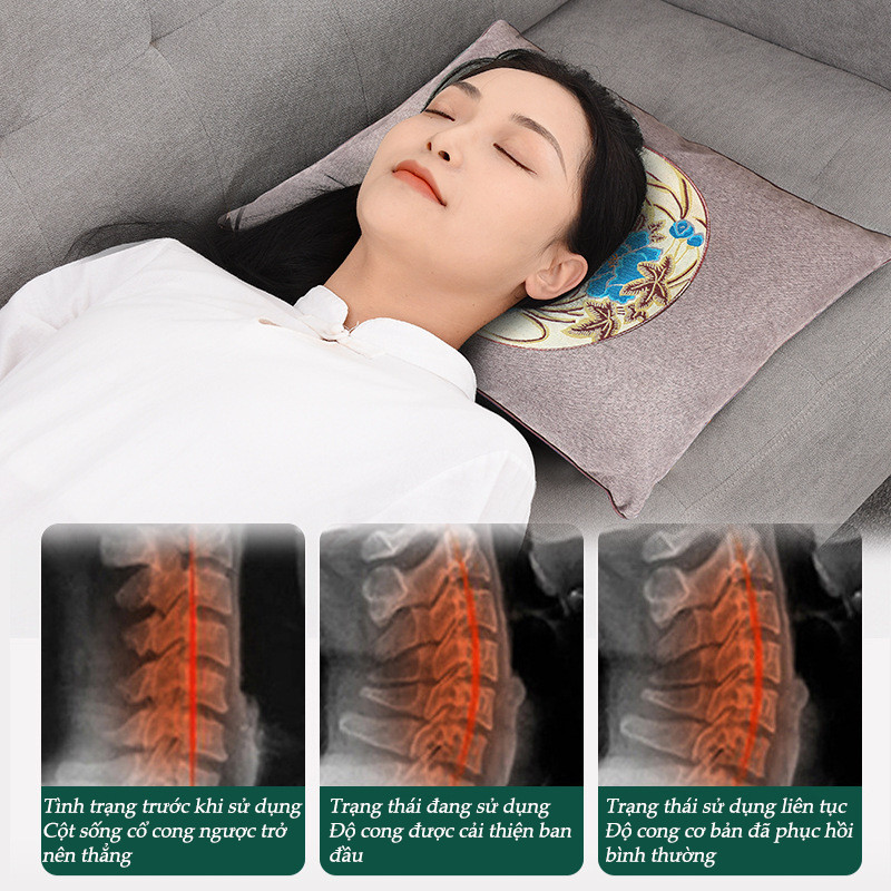 Gối Ngải Cứu Đông Y Cao Cấp Sưởi Điện - Hỗ Trợ Giảm Đau Mỏi Cổ Vai Gáy, Cải Thiện Tuần Hoàn Máu & Ngủ Ngon Hơn