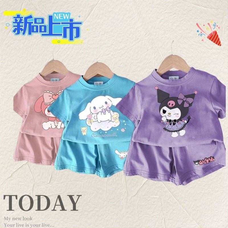Áo thun hoạt hình hợp thời trang mùa hè Kuro Merlot Quế Bé trai Bé gái Áo trẻ em 90-140 Size 7W7R