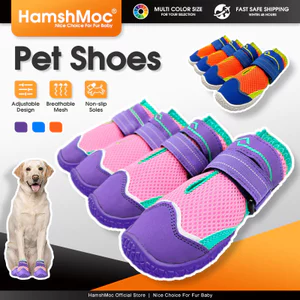 HamshMoc Giày cho chó Lót da lợn Đế chống trượt Thiết kế phản quang thoáng khí cho mọi giống