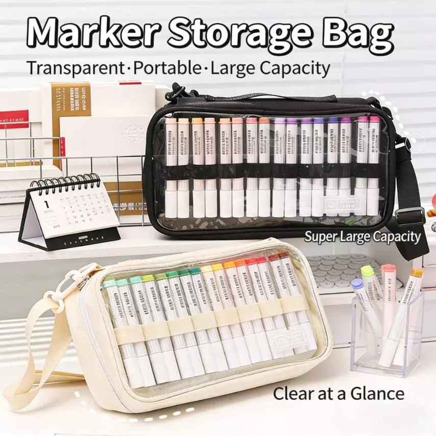 Dung Tích Lớn Trong Suốt Bút Đánh Dấu Túi Bảo Quản Di Động Nghệ Thuật Đeo Ngang Túi Cầm Tay Học Sinh