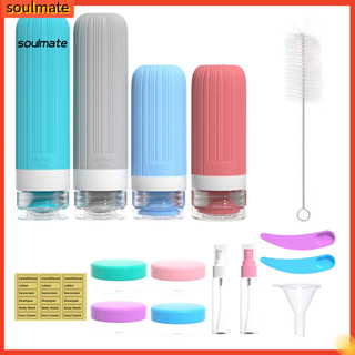 Linh hồn| Bộ chai du lịch Bộ dụng cụ vệ sinh du lịch bằng silicon 60 / 90ml – Hộp đựng đồ vệ sinh di động có thể tái sử dụng chống rò rỉ cho kem dưỡng da mặt cho Southeas