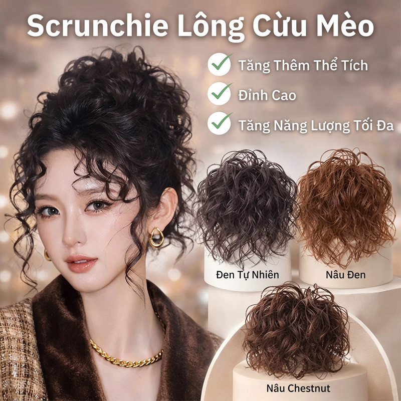 【Độ Đàn Hồi Cao】Tóc Giả Búi Len Xoăn Hoa Thời Trang Nữ / Phụ Kiện Tóc Búi Tổ Chim Tự Nhiên / Kẹp Búi Tóc Giả Co Giãn