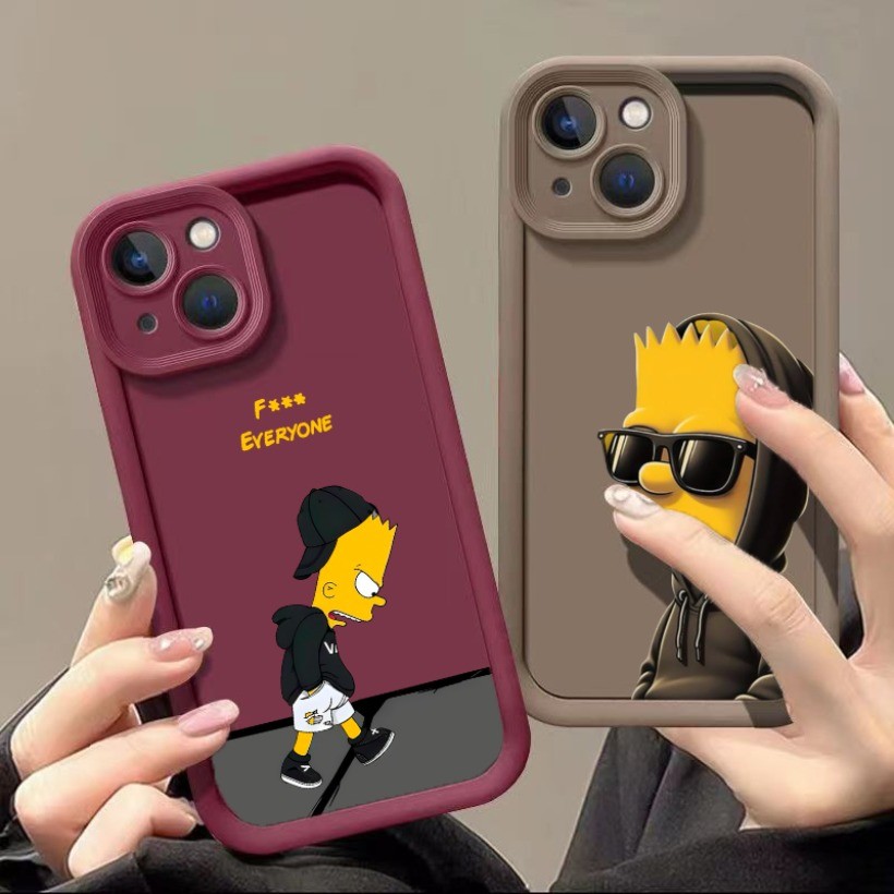 Tương thích cho iPhone AIR 15 14 13 Pro Max 15 14 Plus Vỏ điện thoại Cool Simpsons Bart Silicone Soft Cover