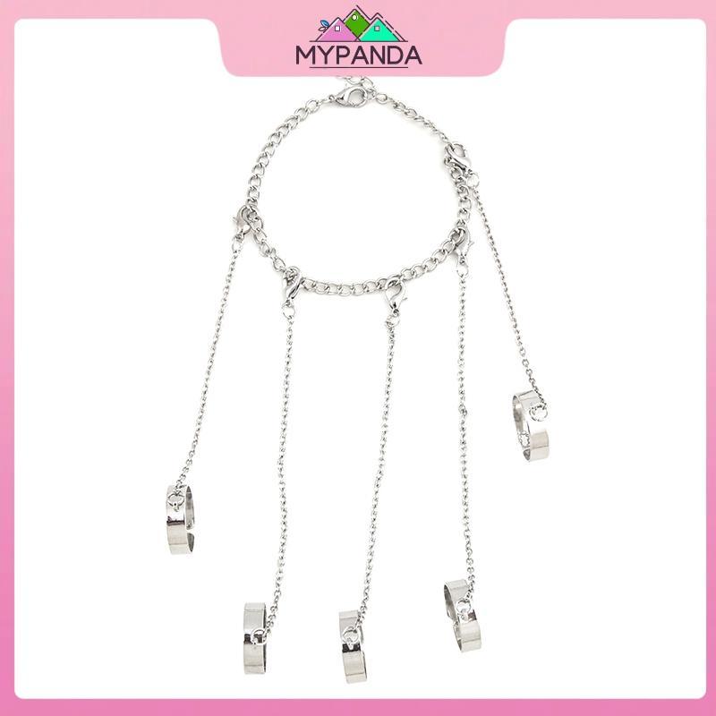 MYPANDA Punk Hình Học Dây Xích Vòng Tay và Nhẫn Cặp Đôi Quyến Rũ, Thời Trang - quà tặng hoàn hảo.