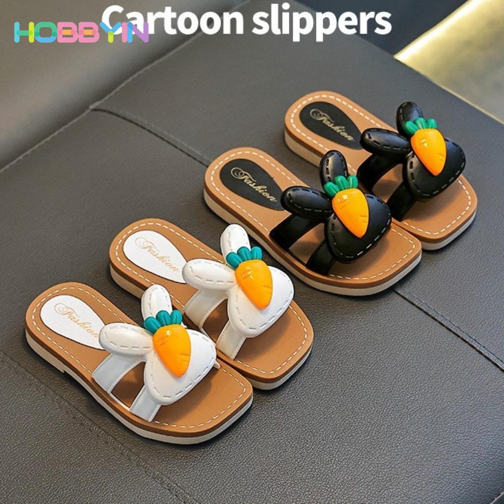 HOBBYIN 1 Dép Trẻ Em, Dép Mở Ngón Chân Chống Trơn Trượt Cho Bé, Thỏ Dễ Thương Cà Rốt Đế Mềm Giày Trẻ Em Bé Gái