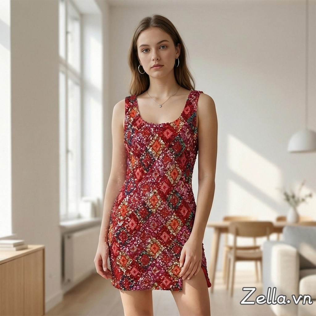 Phụ Nữ Trượt Đầm Không Tay Cổ Vuông Kim Sa Lấp Lánh Slim Fit Slit Mùa Hè Mini Váy Cho Câu Lạc Bộ Đảng