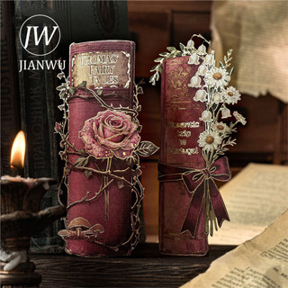 JIANWU Sách Cột Sống Nicro Phong Cảnh Series Vintage Cây Hoa Sách Chất Liệu Cắt Dán Phong Cảnh Sáng Tạo Tạp Chí Văn Phòng Phẩm