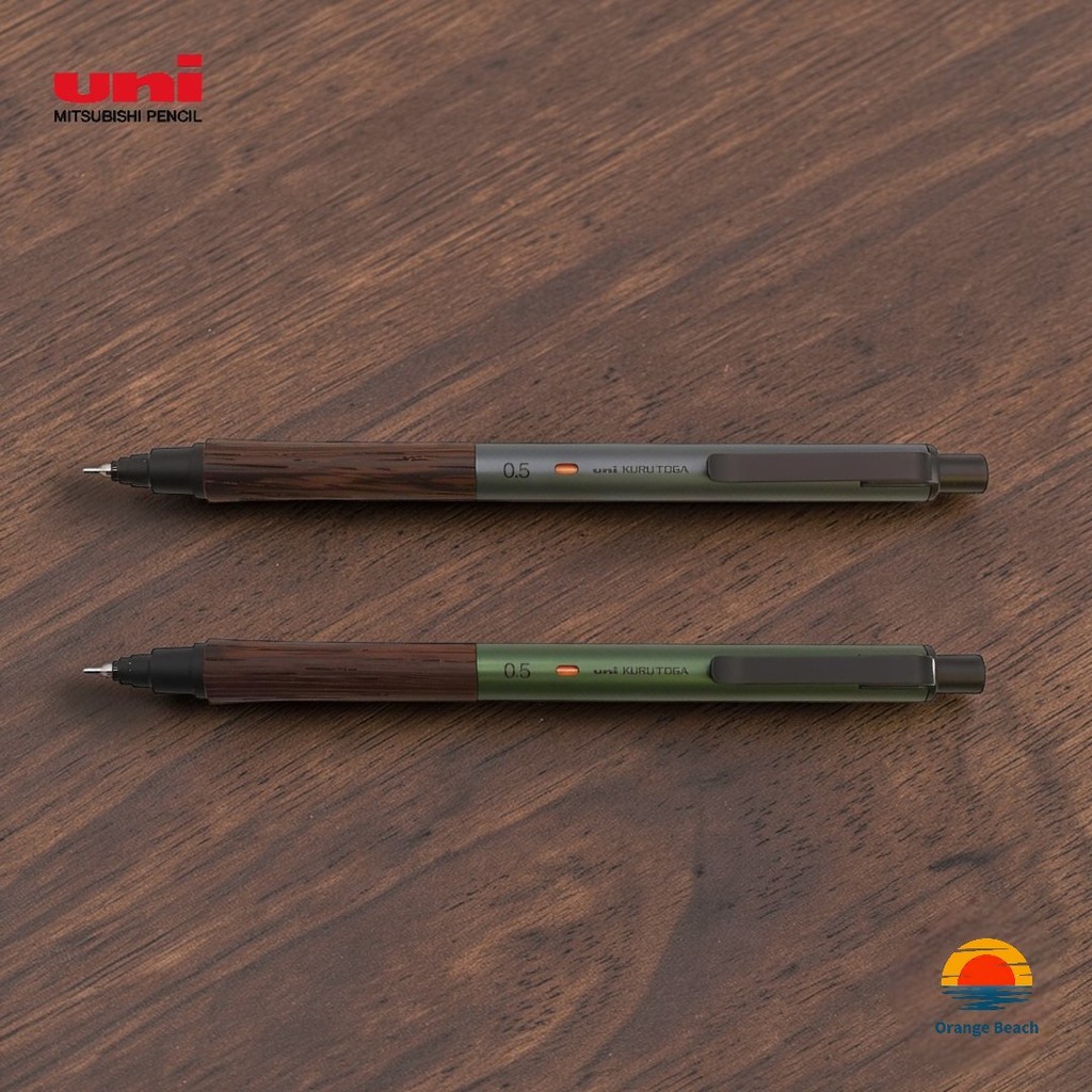 Uni KURUTOGA Wood Mechanical Pencil 0.5mm/Bút Chì Bấm Tự Xoay Ngòi/Vỏ Gỗ Wenge/Hàng Nhật Chính Hãng