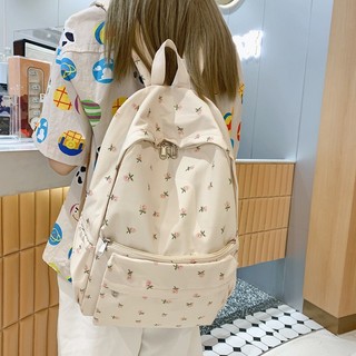 Schoolbag Nữ ins Cô Gái Nhật Bản Phong Cách Preppy Ba Lô Hoa Nhỏ Phiên Bản Hàn Quốc Bông Tai Kẹp In Hình Ba Lô Học Sinh Trung Học Nữ
