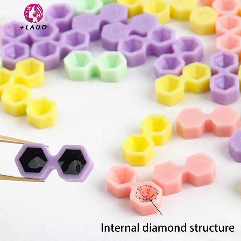 Springevenstar 200 Chiếc Nối Mi Kim Cương Keo Trì hoãn Cốc Hình Xăm Dính Sắc Tố Giữ Ghép Lông Mi Giữ Khay Dụng Cụ Springevenstar
