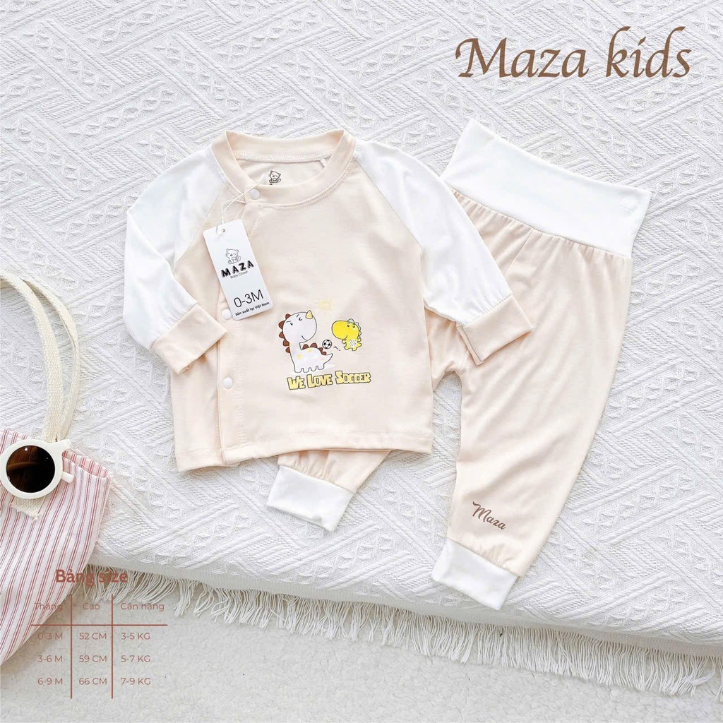 [A82Tencel] Bộ quần áo dài tay cạp cao chất liệu vải tencel cao cấp cho bé 0-9 tháng