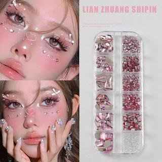 [hatheaven] Trang sức lễ hội hình xăm mặt pha lê Đá quý cơ thể tự dính Stiers Bling Thạch trang điểm Mặt mắt Stier cho bữa tiệc đẹp