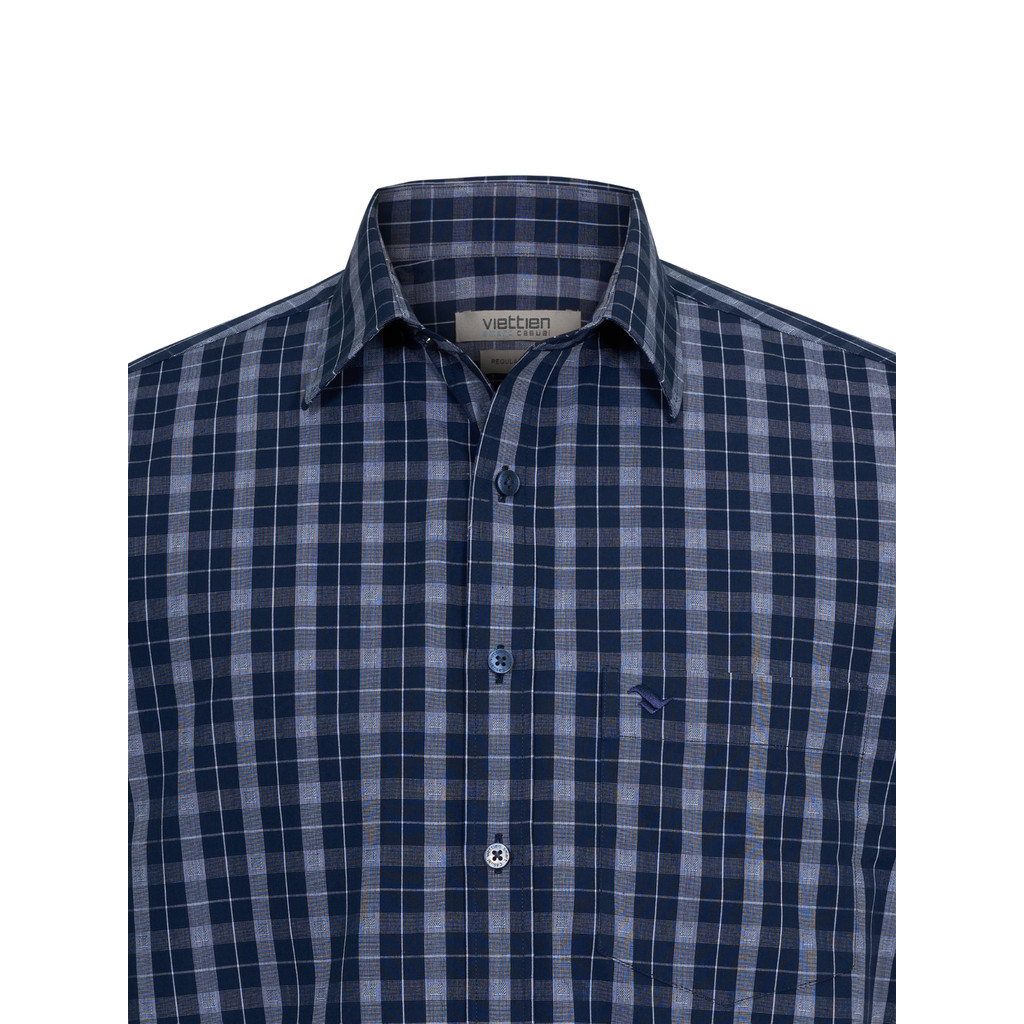 Áo sơ mi ngắn tay vạt ngang VIETTIEN SMART CASUAL vải Polyester form REGULAR VT00000722