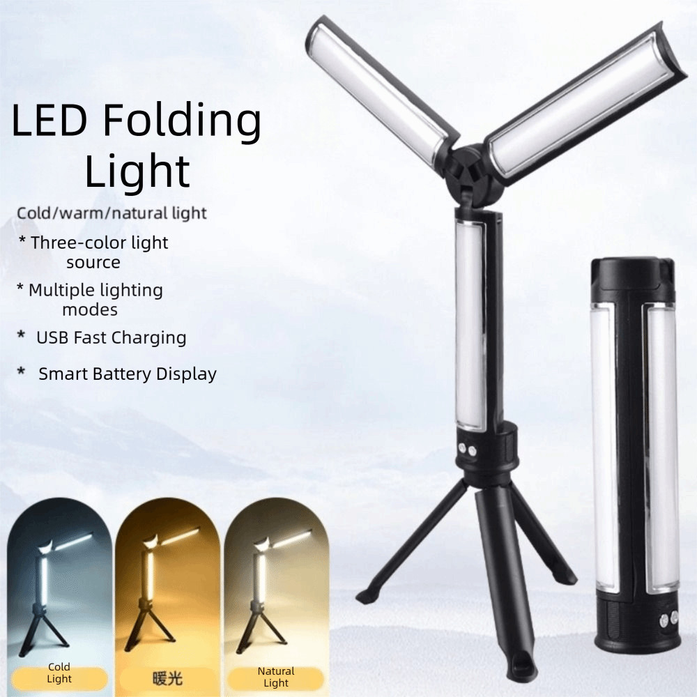 Đèn pha khẩn cấp LED LACYES, Đèn làm việc gấp mờ 3 màu có thể sạc lại, 15 chế độ có thể gập lại 162 LED 2850mAh Đèn phục vụ ô tô di động ngoài trời