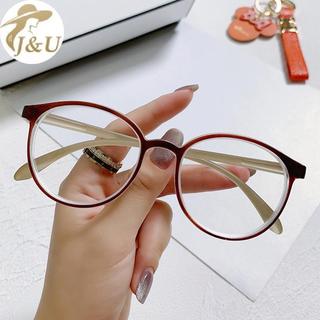 JU Khung Kính Cận Thị Cá Tính Cho Nam và Nữ, Khung Tròn Anti-blue Light với Gương Phẳng