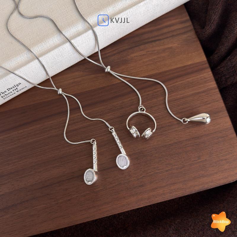Tai nghe bạc mặt dây chuyền giọt nước phong cách INS đơn giản, phù hợp làm quà tặng