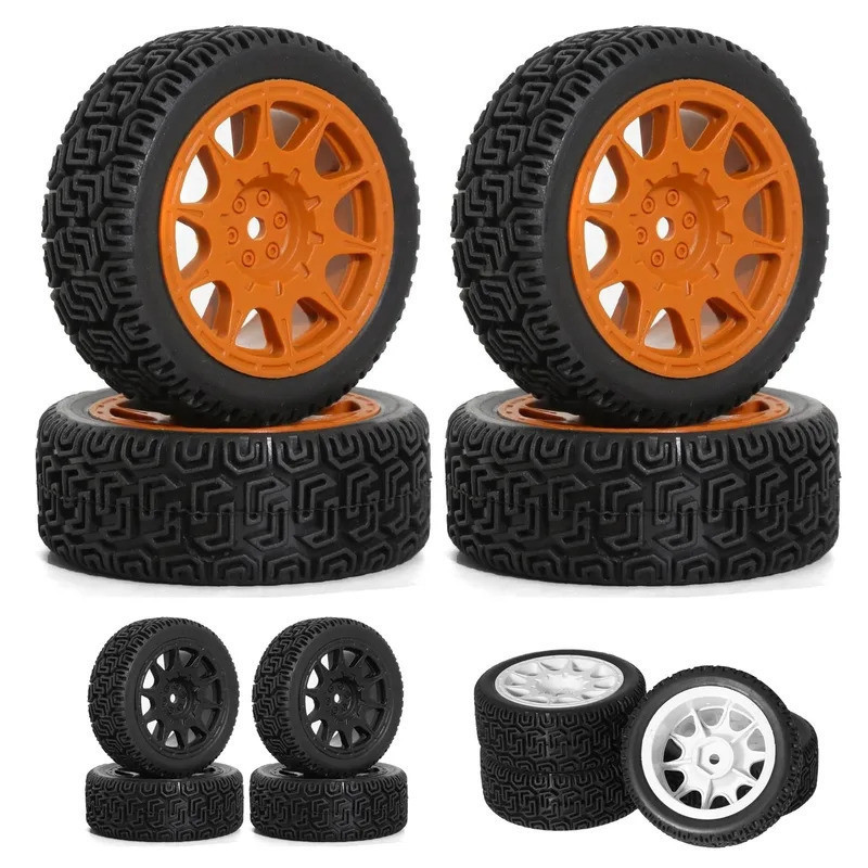 4 68mm 12mm Hex Rally Lốp Lốp Cao Su Lốp Bánh Xe Cho Tamiya XV01 XV02 TT01 TT02 PTG-2 1 / 10 RC Rally Racing Xe Nâng Cấp Phần