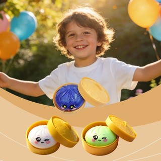 WEAVELYF Bánh bao Đồ chơi Squishy, Bò nhồi bông hấp lấp lánh có khả năng phục hồi chậm Squishy Pinch Le, Quà tặng Fidget mềm với đồ chơi Squishy hấp để giảm lo âu căng thẳng