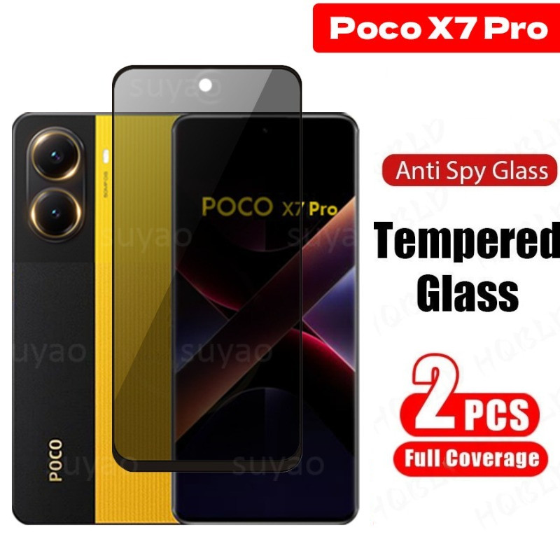 2 Miếng Dán Bảo Vệ Màn Hình HD Kính Cho Xiaomi Poco X8 X7 X6 Pro Max Neo Riêng Tư Kính Cường Lực Trong Suốt Cho Poco X8ProMax X8Pro X7Pro X6Pro Chống Gián Điệp Cạnh Đen Kính Phim