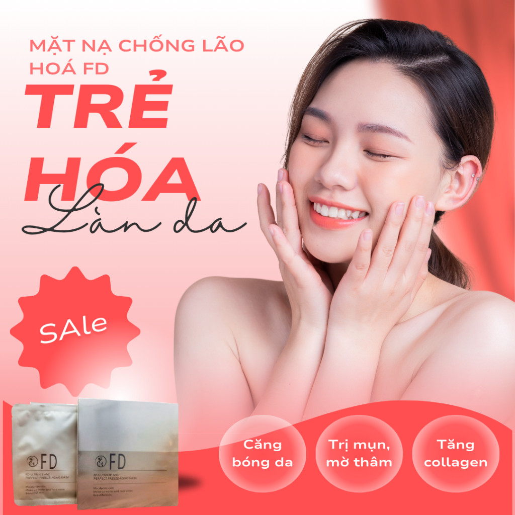 Mặt Nạ Chống Lão Hóa FD.Dưỡng Trắng, Cấp Ẩm, Mờ Thâm với Collagen Tự Nhiên (Hộp 5 Túi)Dịu nhẹ, không gây kích ứng