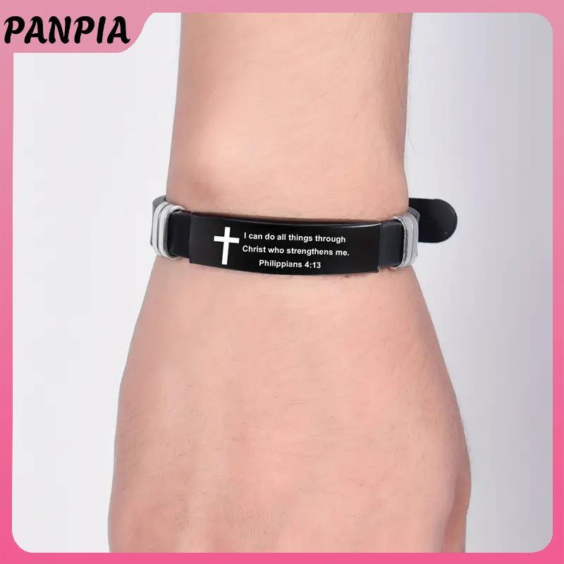 PNPIA - Vòng Tay Inox Silicone Nam/Nữ, Thân Giá Chúa Giêsu với Trích dẫn Kinh Thánh, Món quà Trang Sức Tôn giáo