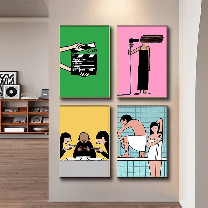 Jean Jullien Phong Cách Trừu Tượng Dòng Vải In Không Có Khung Người Ngộ nghĩnh Nghệ Thuật Treo Tường Poster Cho Phòng Khách Trang Trí Phòng Thu