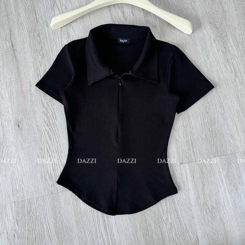Áo thun nữ cổ bẻ phối dây kéo , áo polo nữ ôm dáng vải cotton nhuyễn MA1079