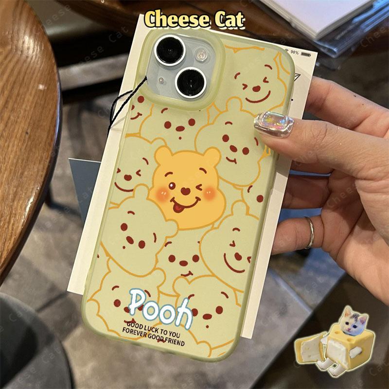 ôi em yêu Winnie chú gấu dễ thương Ốp điện thoại màu vàng mờ cho iPhone 15 16 11 12 13 14 17 Pro Max 7 Plus XR Xs Max