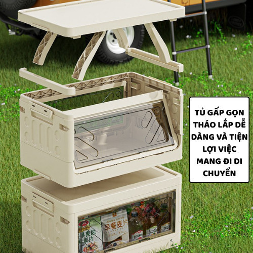 Hộp Đựng Đồ Cắm Trại Ngoài Trời, Thùng Gấp Gọn Kết Hợp Bàn Camping Du Lịch, Phù Hợp Cho Dã Ngoại, Picnic Q041