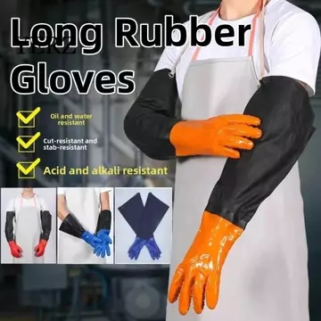 YERZ Găng tay cao su dài YERZ, Găng tay làm việc cao su hạng nặng 70cm, Bảo vệ cánh tay dày chống trượt Găng tay làm sạch cống có thể tái sử dụng Làm vườn