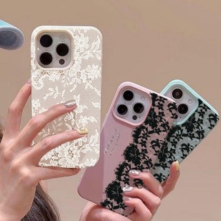 Ốp Điện Thoại Họa Tiết Ren Đen Cho Xiaomi Redmi Note 15 13 14 12 Pro Plus 11 10 11S 10S A5 A3 14C 12C 10C Da PU Silicon Bảo Vệ Toàn Diện Cổ Điển Nóng Chống Va Đập INS Cover