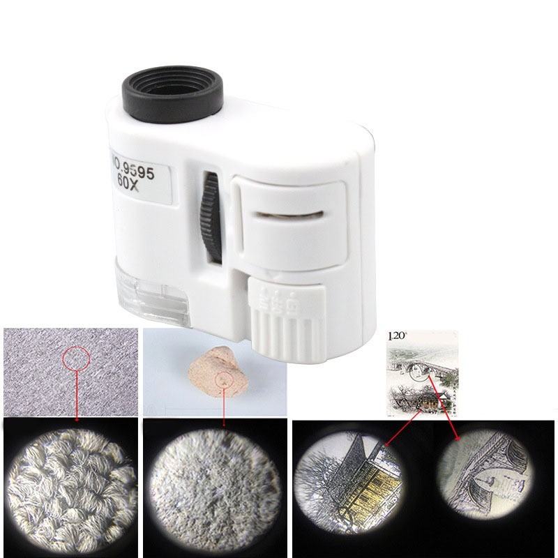 Kính hiển vi di động 60X cho điện thoại kiểm tra linh kiện Kính lúp kẹp điện thoại، Phóng To 60X،Có đèn LED trợ sáng