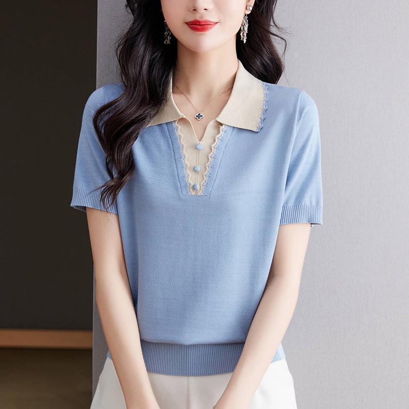 Áo sơ mi ngắn tay lụa kiểu phương Tây dáng rộng - thoáng khí và thoải mái